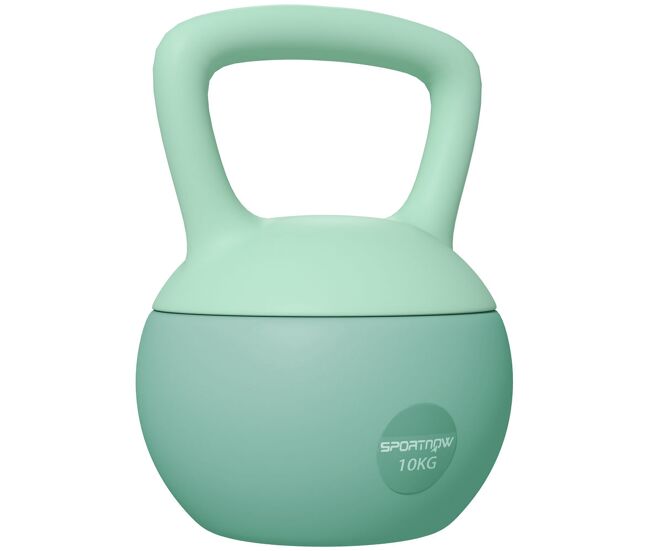 Sportnow pesa rusa 10 kg, soft kettlebell relleno de arena metálica y mango antideslizante, para entrenamiento culturismo en casa, gimnasio, verde