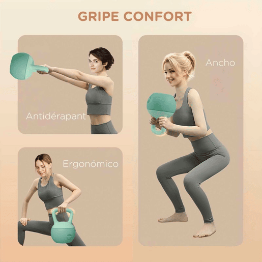 SPORTNOW Kettlebell de 10 kg Pesa Russa Preenchida de Areia Metálica e Alça Antiderrapante para Treino de Musculação em Casa Ginásio 21x21x30 cm Verde