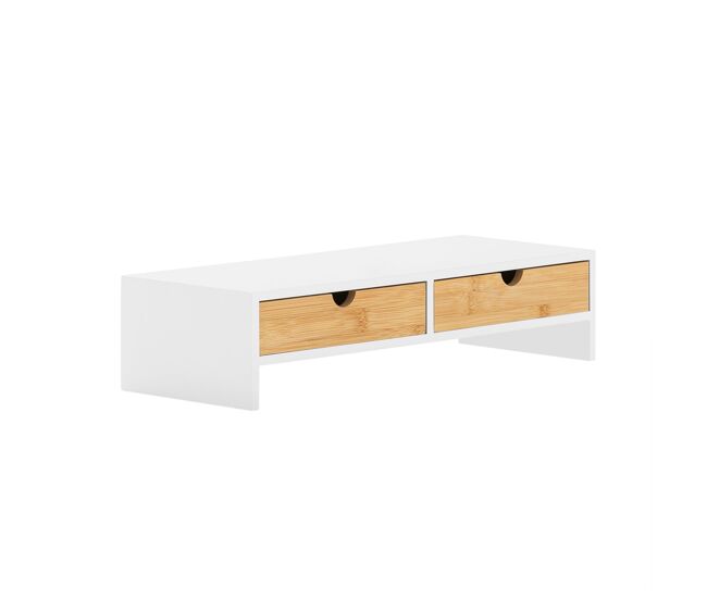 Sobuy bbf02-wn soporte para monitor con 2 cajónes blanco y natural