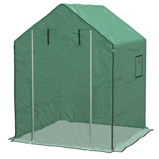 Outsunny Cobertura para Estufa 140x143x190 cm Cobertura de Substituição para Estufa com Janela Porta com Fecho de Correr Anti-UV Proteção de Plantas para Jardim Verde