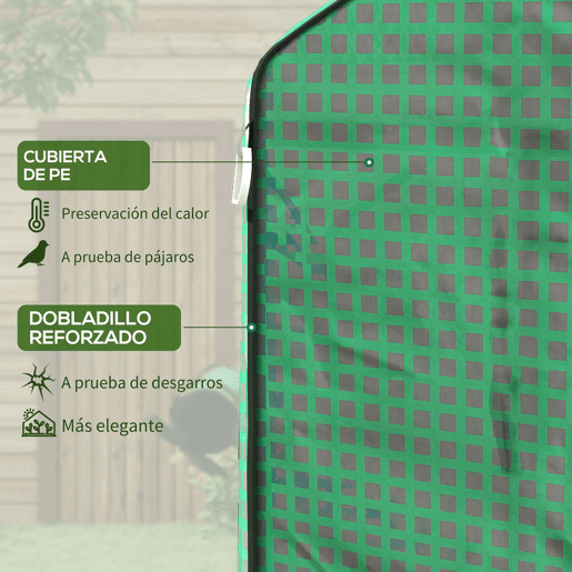 Outsunny Cobertura para Estufa 140x143x190 cm Cobertura de Substituição para Estufa com Janela Porta com Fecho de Correr Anti-UV Proteção de Plantas para Jardim Verde