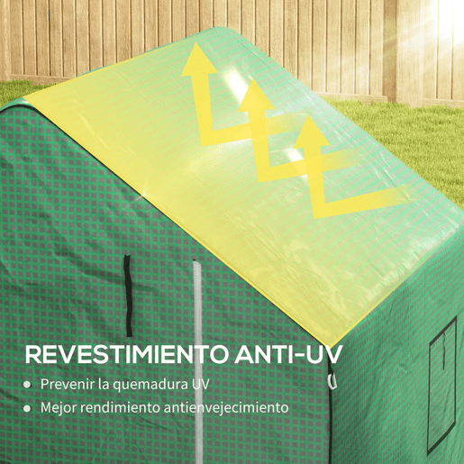 Outsunny Cobertura para Estufa 140x143x190 cm Cobertura de Substituição para Estufa com Janela Porta com Fecho de Correr Anti-UV Proteção de Plantas para Jardim Verde