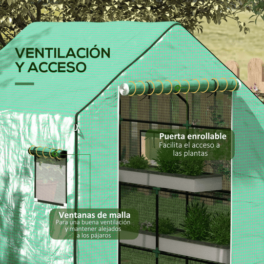 Outsunny Cobertura para Estufa 140x143x190 cm Cobertura de Substituição para Estufa com Janela Porta com Fecho de Correr Anti-UV Proteção de Plantas para Jardim Verde