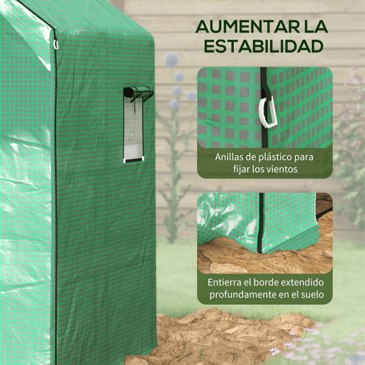 Outsunny Cobertura para Estufa 140x143x190 cm Cobertura de Substituição para Estufa com Janela Porta com Fecho de Correr Anti-UV Proteção de Plantas para Jardim Verde