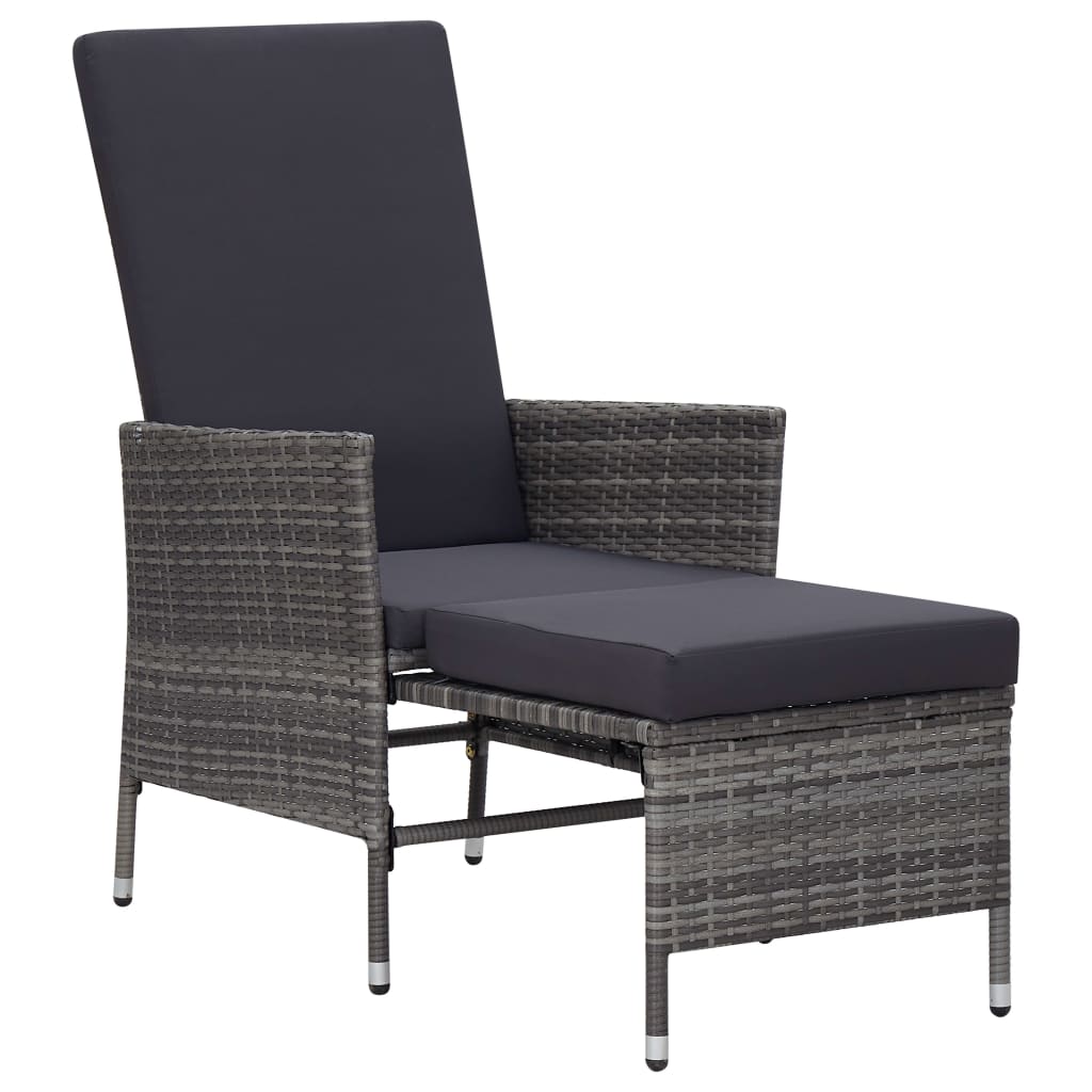 sillon reclinable de jardin con cojines ratan sintetico gris