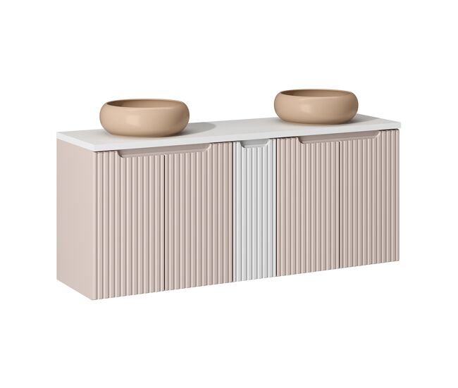 Mueble doble lavabo 140cm 5 puertas riva cachemira y blanco