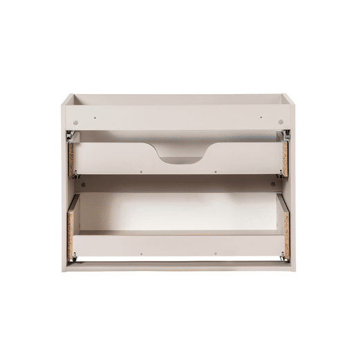 Lavatório individual 80cm 2 gavetas e pedestal Riva Caxemira e Madeira