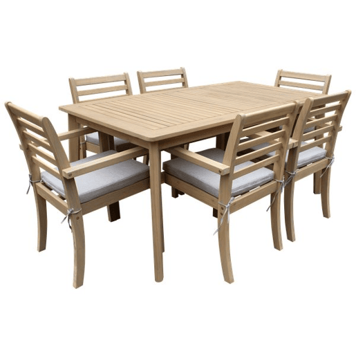 Conjunto de mobiliário de jardim Acacia SIMILAN 6 lugares - almofadas de areia
