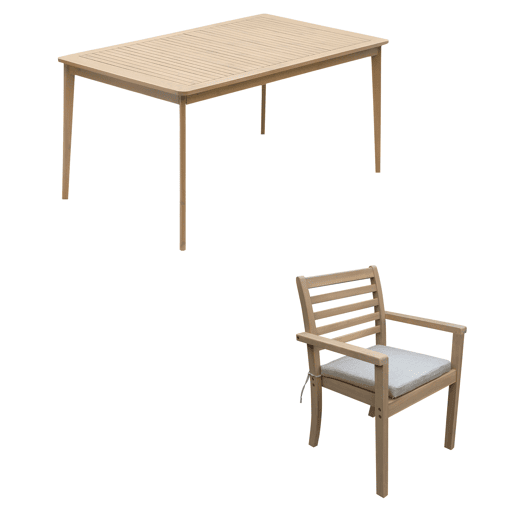 Conjunto de mobiliário de jardim Acacia SIMILAN 6 lugares - almofadas de areia