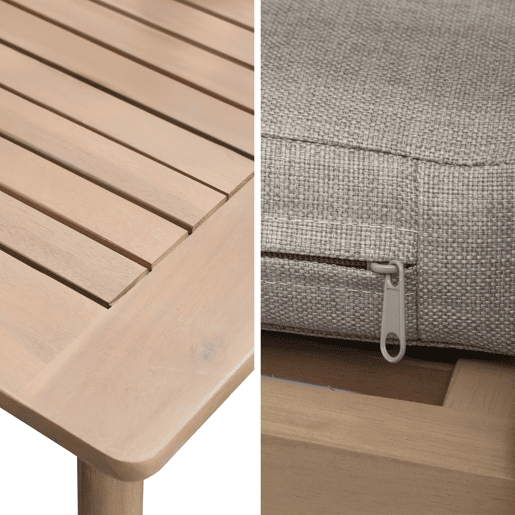 Conjunto de mobiliário de jardim Acacia SIMILAN 6 lugares - almofadas de areia