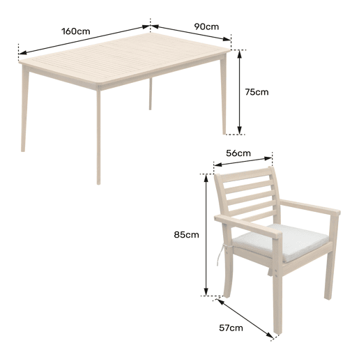 Conjunto de mobiliário de jardim Acacia SIMILAN 6 lugares - almofadas de areia