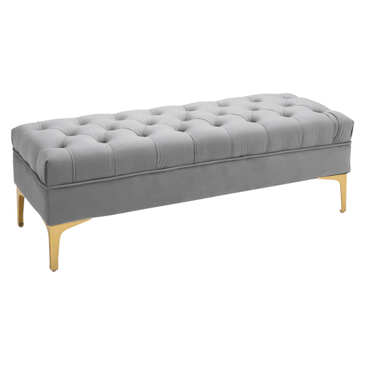 HOMCOM Banco de Pé de Cama com Assento Acolchoado e Pés Metálicos Banco de Quarto para Entrada Corredor Capacidade 120 kg 118x45x42 cm Cinza