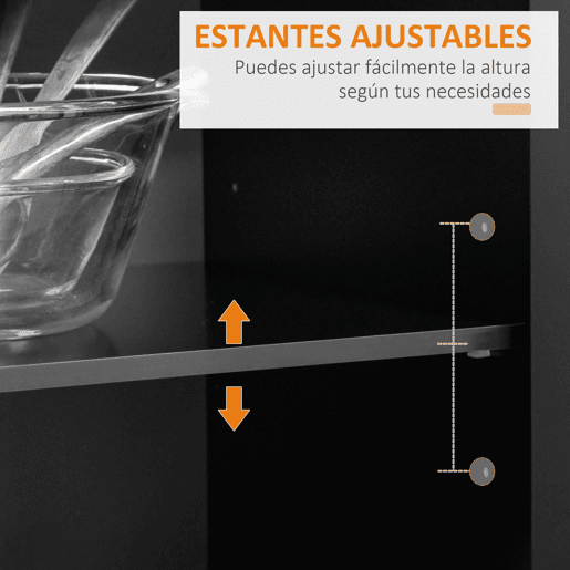 HOMCOM Carrinho de Cozinha com Rodas Móvel Auxiliar de Cozinha com 2 Gavetas 2 Portas Prateleira Ajustável e Suporte para Guardanapos para Sala de Jantar Sala de Estar 104x46x91 cm Preto