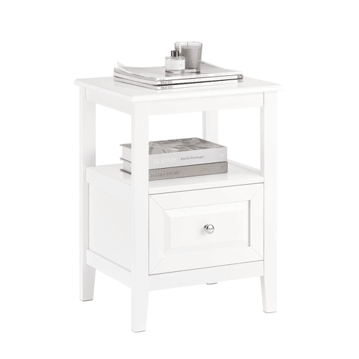 SoBuy FBT131-W Mesa de cabeceira com 1 gaveta e 1 prateleira