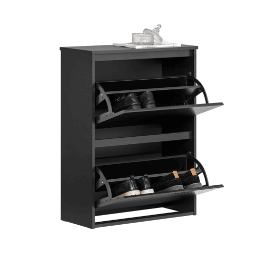 SoBuy FSR165-K-SCH Sapateira com 2 abas Preto 61 X 26 X 81 Cm