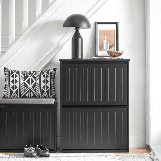 SoBuy FSR165-K-SCH Sapateira com 2 abas Preto 61 X 26 X 81 Cm