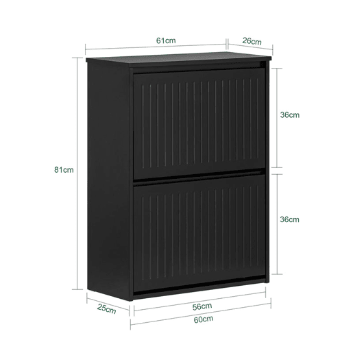 SoBuy FSR165-K-SCH Sapateira com 2 abas Preto 61 X 26 X 81 Cm