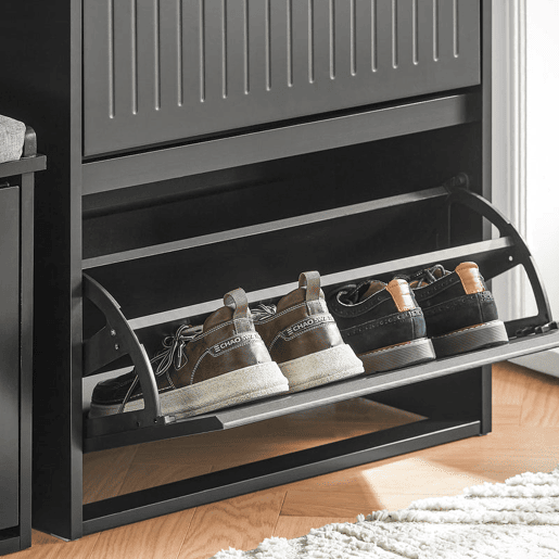 SoBuy FSR165-K-SCH Sapateira com 2 abas Preto 61 X 26 X 81 Cm