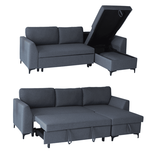Sofá convertible LOGAN 3 plazas gris chiné