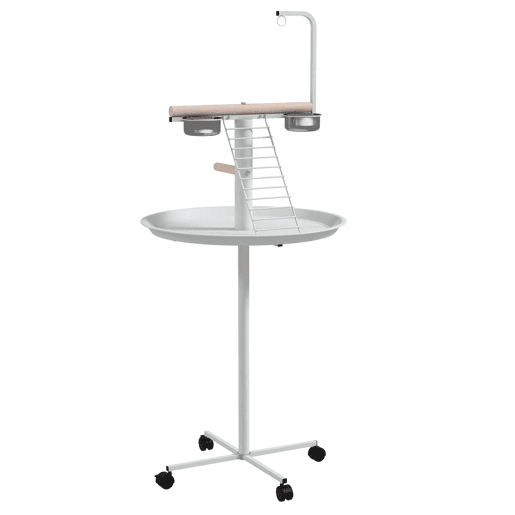PawHut Comedouro para Pássaros de Exterior com Rodas Ø60x138 cm Comedouro para Pássaros em Pé com 2 Recipientes de Aço Inoxidável e 2 Poleiros para Jardim Terraço Branco PawHut Comedouro para Pássaros de Exterior com Rodas Ø60x138 cm Comedouro para Pássaros em Pé com 2 Recipientes de Aço Inoxidável e 2 Poleiros para Jardim Terraço Branco