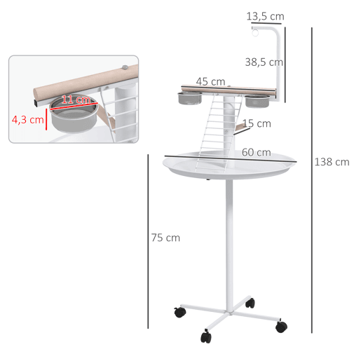 PawHut Comedouro para Pássaros de Exterior com Rodas Ø60x138 cm Comedouro para Pássaros em Pé com 2 Recipientes de Aço Inoxidável e 2 Poleiros para Jardim Terraço Branco PawHut Comedouro para Pássaros de Exterior com Rodas Ø60x138 cm Comedouro para Pássaros em Pé com 2 Recipientes de Aço Inoxidável e 2 Poleiros para Jardim Terraço Branco