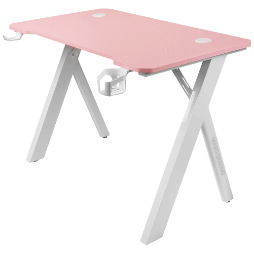 Mesa de Escritório Mars Gaming MGD100RGBP Branco Cor de Rosa Aço 100 x 60 cm