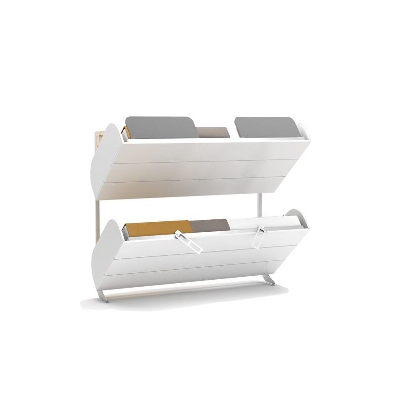Litera abatible + colchones blanco 90x200/90x200cm