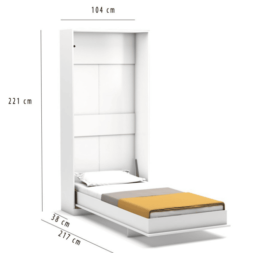 Cama dobrável vertical branco 90x200cm