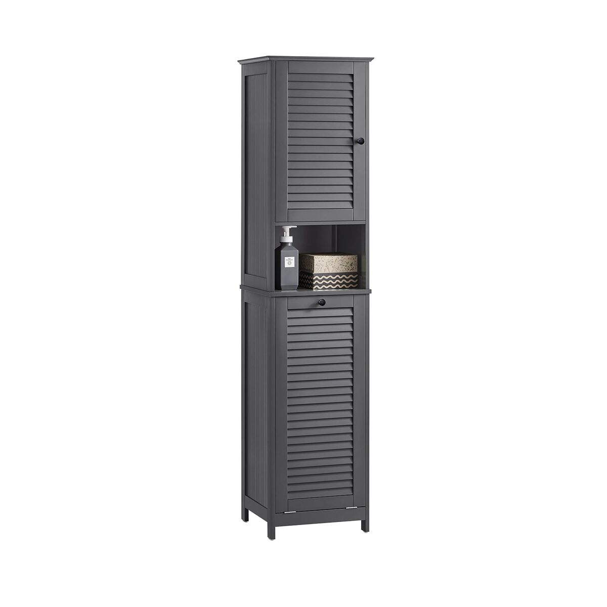 Sobuy bzr124-dg mueble columna de baño con 1 cesto para ropa sucia