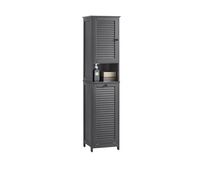Sobuy bzr124-dg mueble columna de baño con 1 cesto para ropa sucia