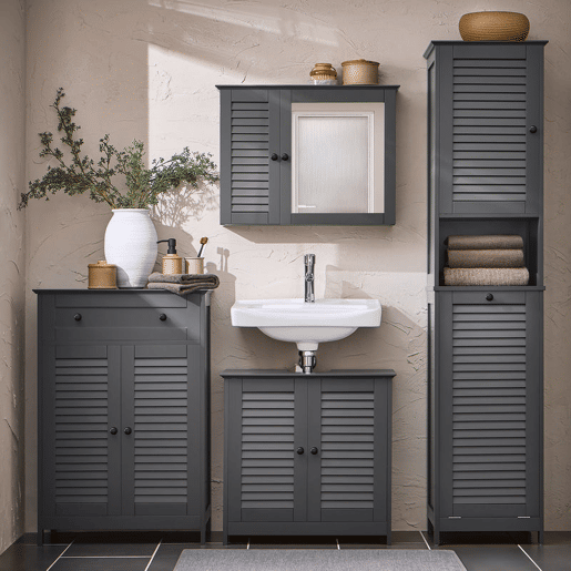 SoBuy BZR124-DG Móvel de casa de banho com 1 cesto para roupa suja