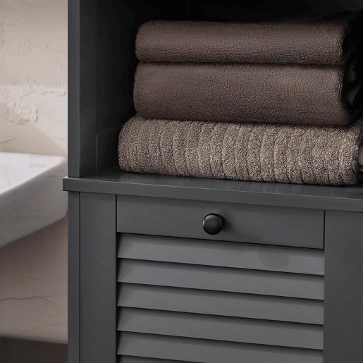 SoBuy BZR124-DG Móvel de casa de banho com 1 cesto para roupa suja