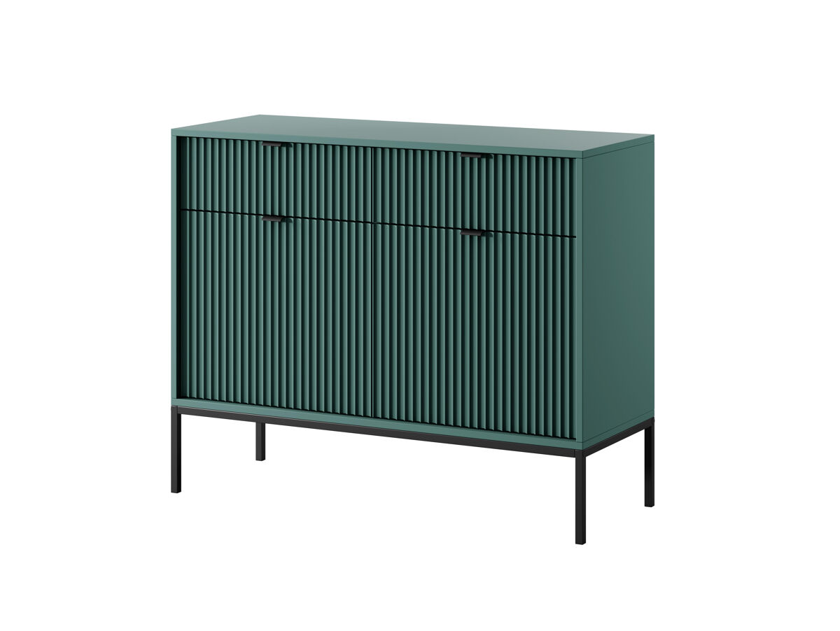 El aparador avon tiene un estilo retro. mide 83x104x39 cm e incluye 4 estantes, 2 cajones y 2 puertas.