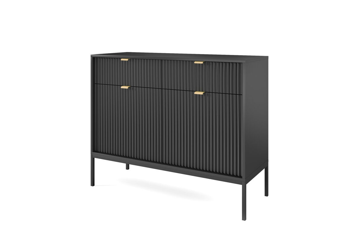 El aparador avon tiene un estilo retro. mide 83x104x39 cm e incluye 4 estantes, 2 cajones y 2 puertas.
