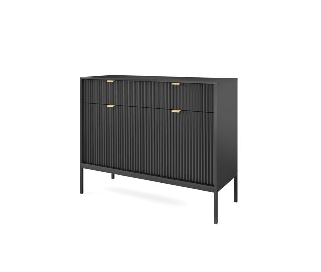 El aparador avon tiene un estilo retro. mide 83x104x39 cm e incluye 4 estantes, 2 cajones y 2 puertas.