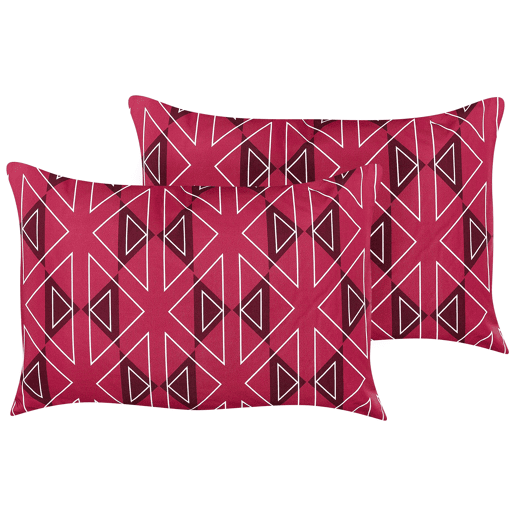 Conjunto de 2 almofadas de jardim MEZZANO Padrão geométrico 40 x 60 cm Fucsia