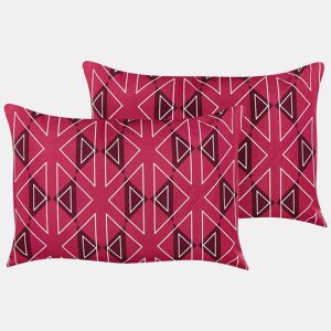 Conjunto de 2 almofadas de jardim MEZZANO Padrão geométrico 40 x 60 cm Fucsia