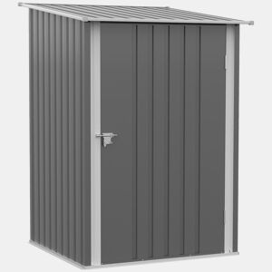 Outsunny Abrigo de Jardim 0,92 m² 100x103x160 cm Abrigo Exterior de Aço Galvanizado com Porta Fechadura e Teto Inclinado para Armazenamento de Ferramentas Cinza