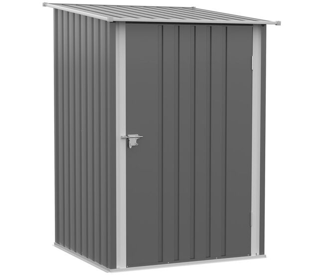 Outsunny cobertizo de jardín exterior, 0,92 m², 100x103x160 cm, caseta de jardín exterior metálica con 1 puerta y cerradura, para almacenamiento de herramientas, para patio, terraza, gris