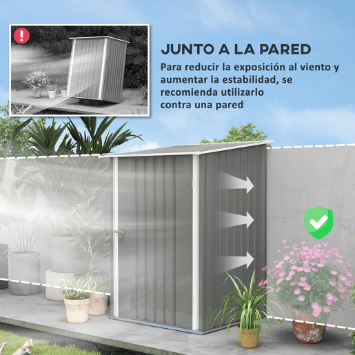 Outsunny Abrigo de Jardim 0,92 m² 100x103x160 cm Abrigo Exterior de Aço Galvanizado com Porta Fechadura e Teto Inclinado para Armazenamento de Ferramentas Cinza