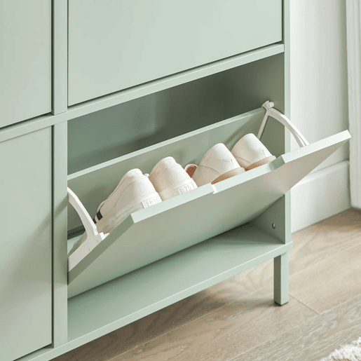 SoBuy FSR100-GR Sapateira estreita com 4 abas 100 X 19 X 90 Cm Verde