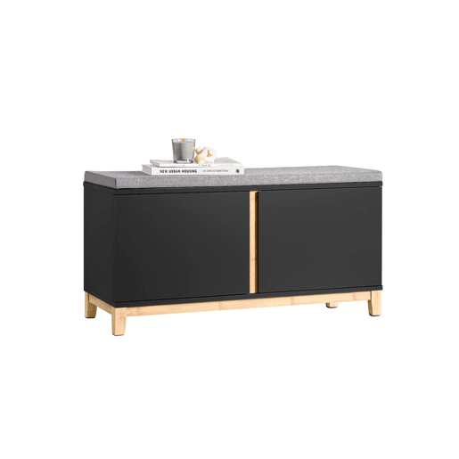 SoBuy Banco de arrumação com 2 portas Preto FSR117-SCH