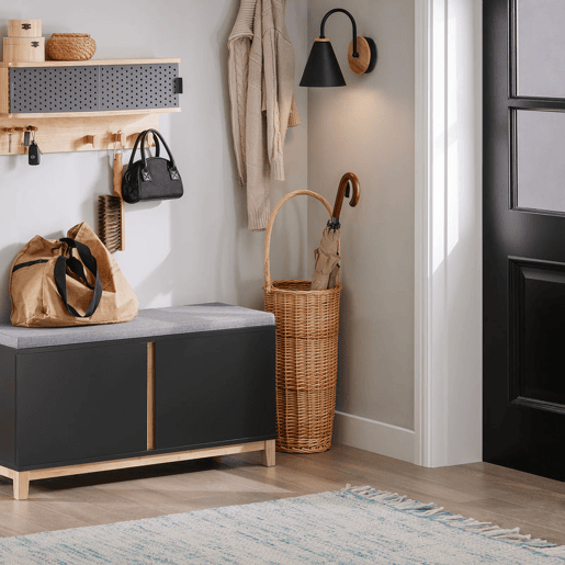 SoBuy Banco de arrumação com 2 portas Preto FSR117-SCH
