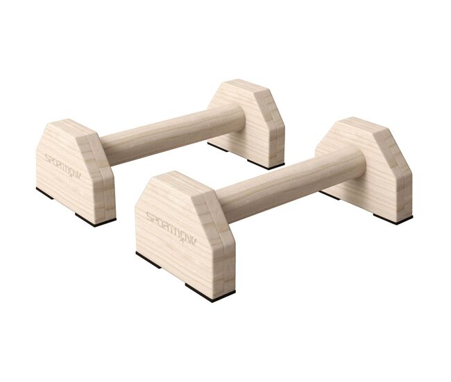 Sportnow paralelas calistenia de madera barras paralelas con alfombra antideslizante para entrenamiento en gimnasio hogar 30x13x10 cm natural