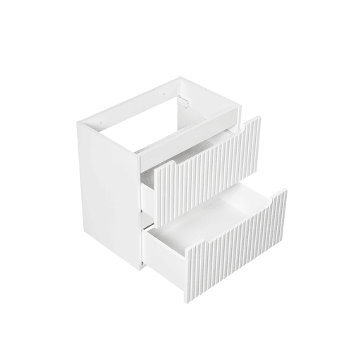 Móvel lavatório 60cm 2 gavetas plano Riva Branco e Madeira