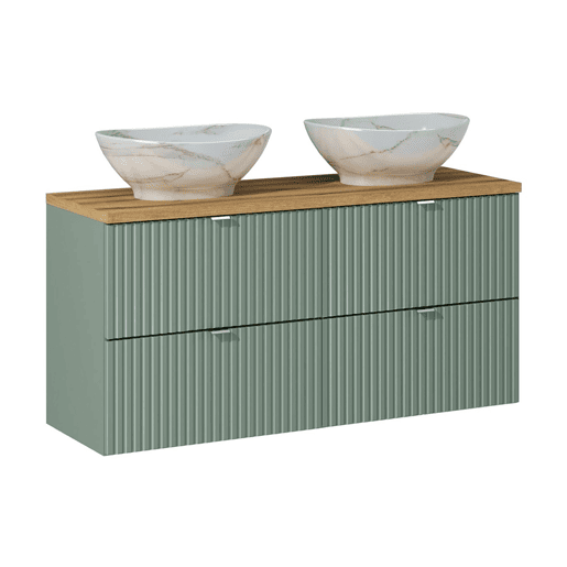 Móvel de lavatório duplo 120cm 4 gavetas Verde Jade e Madeira