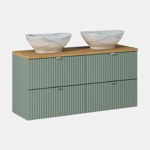 Móvel de lavatório duplo 120cm 4 gavetas Verde Jade e Madeira
