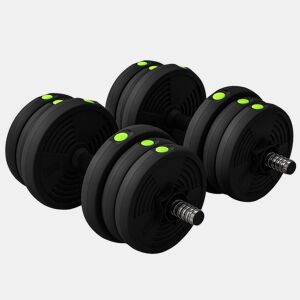 SPORTNOW Kit de Halteres 20kg 2 em 1 Jogo de Pesos com Barra de Pesos Pega Antiderrapante para Treino de Força em Casa Ginásio Escritório Preto e Verde