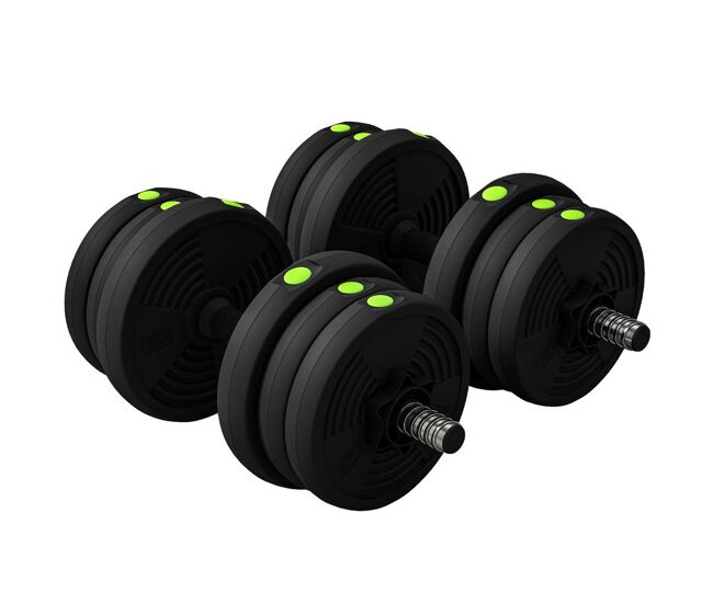 Sportnow juego de mancuernas ajustables 4 en 1, 20kg, juego de pesas con barra de conexión y mango antideslizante, pesas y mancuernas para hombres y
