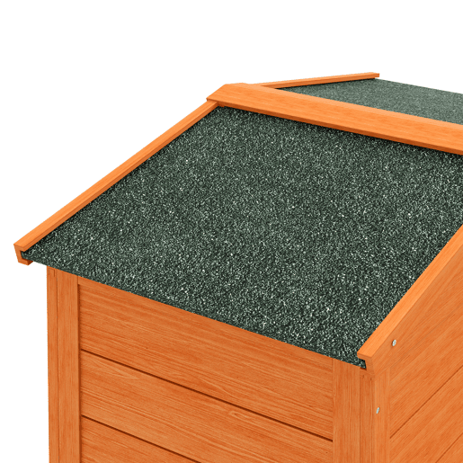 PawHut Coelheira de Madeira de 2 Níveis, Jaula Grande para Coelhos com Telhado Asfáltico, Bandeja Removível e Rampa, Coelheira para Exterior, para Porquinhos-da-Índia e Hamsters, 150x45x85 cm, Laranja